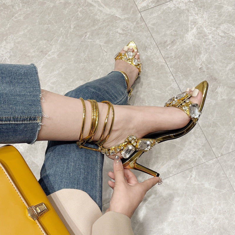 Innovative Comfortable Supply Summer Low Stiletto High Heeled Sandals