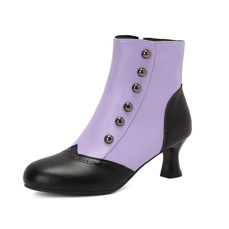 Women's Plus Size Color Matching Metal Rivet Heels