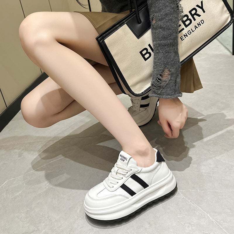 Women's Small Size White Spring Platform Sports Casual Shoes