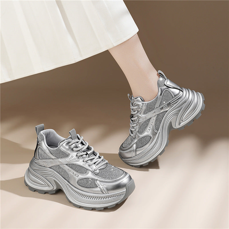 Women's & Men's Authentic Clunky Slimming Platform Lightweight Rhinestone Men's Shoes