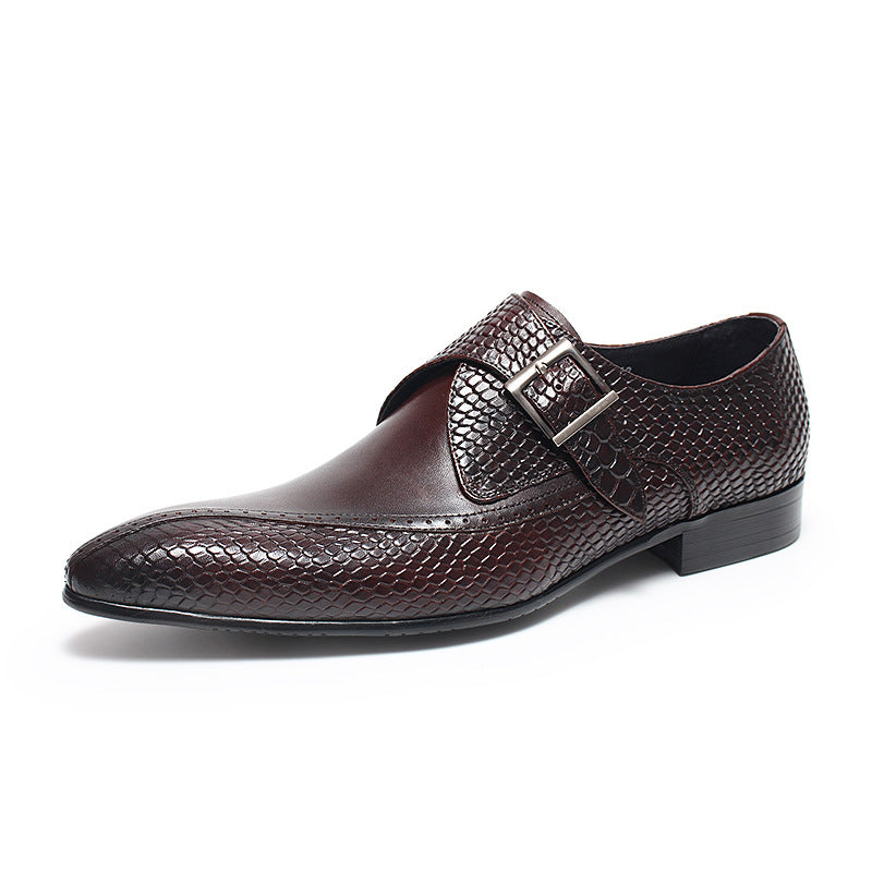 Men's Buckle European Fashion Formal Wear British Pointed Monk Men's Shoes