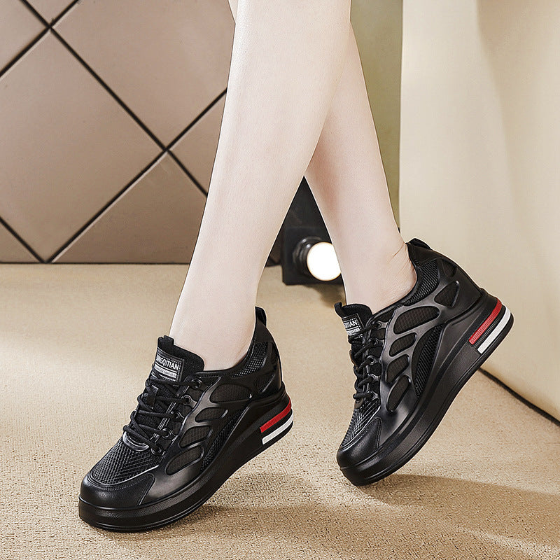 Women's Thick Bottom Inner Height Increasing Small Slimming Mesh Breathable Women's Casual Shoes