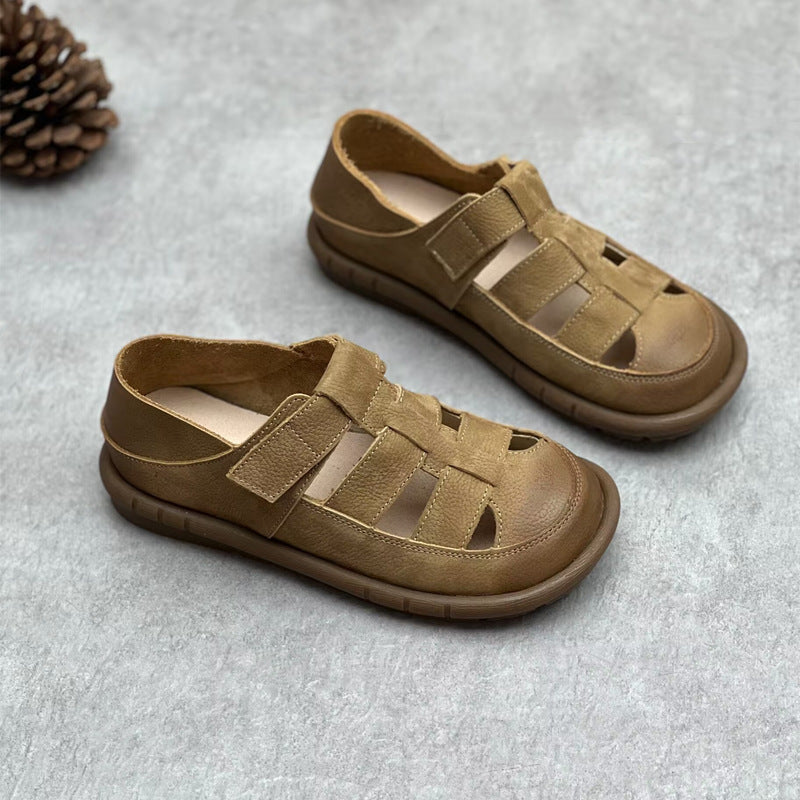 Women's Retro Artistic Round Toe Bottom Shape Flat Sandals