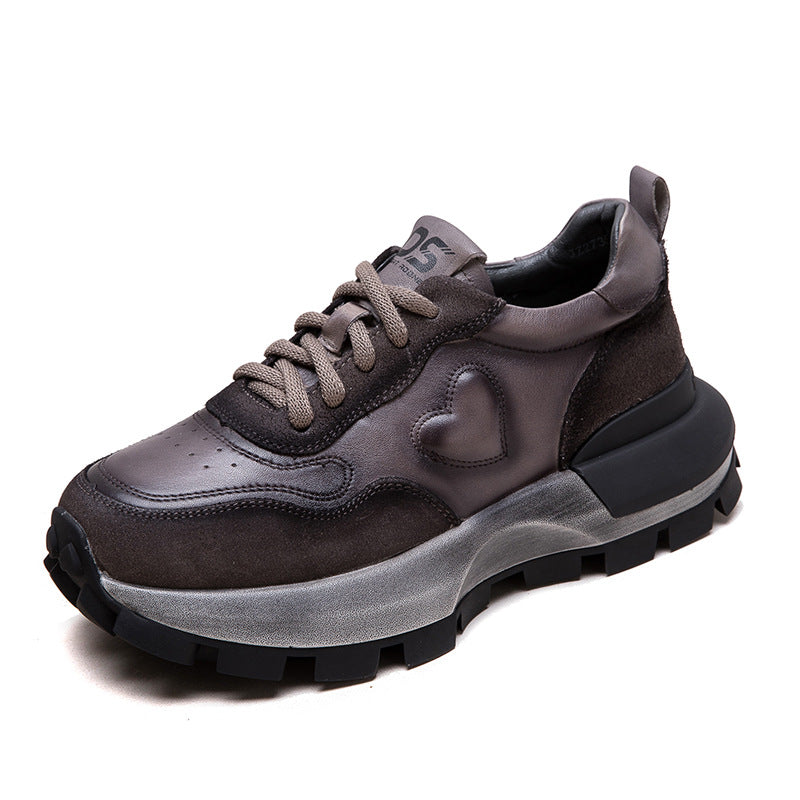 Women's Shu Retro Distressed Daddy Comfortable Pumps Casual Shoes