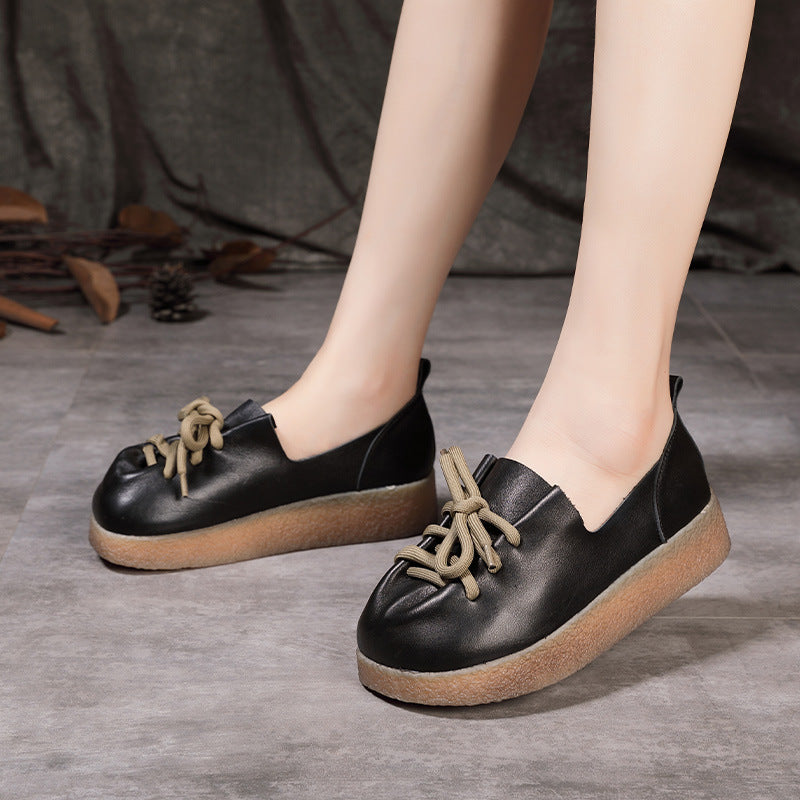 Women's Autumn Genuine Platform Height Increasing Soft Casual Shoes