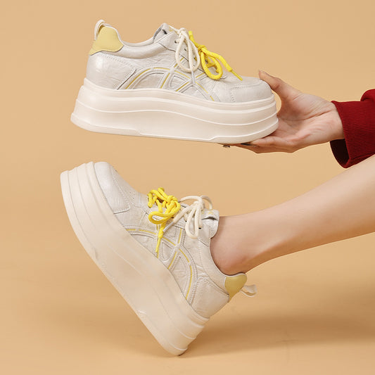 Women's Spring Invisible Hidden Platform Trendy White Women's Casual Shoes