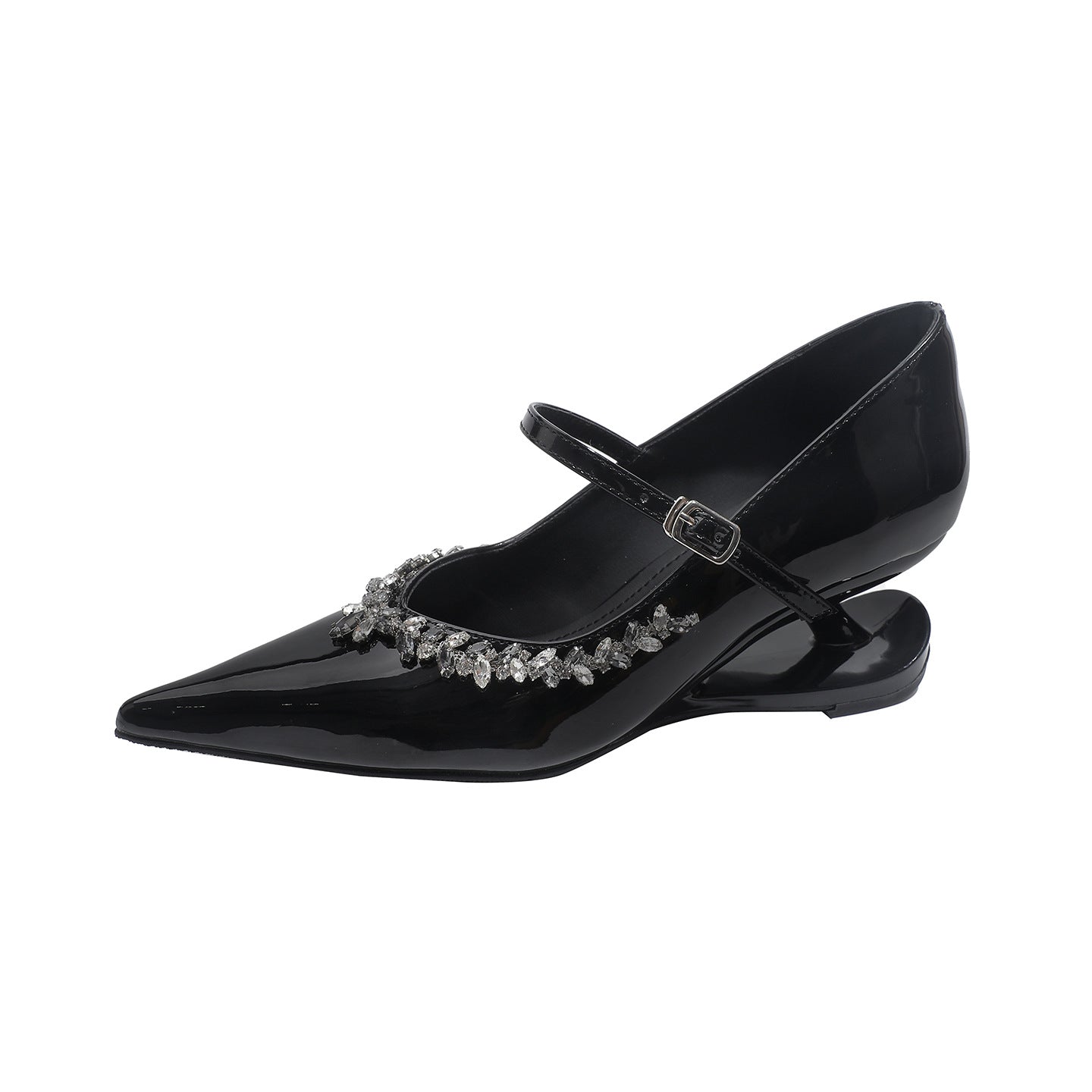 Women's Black High Stiletto Design Sense Niche Bottom Strap Water Brick Women's Fashion Shoes