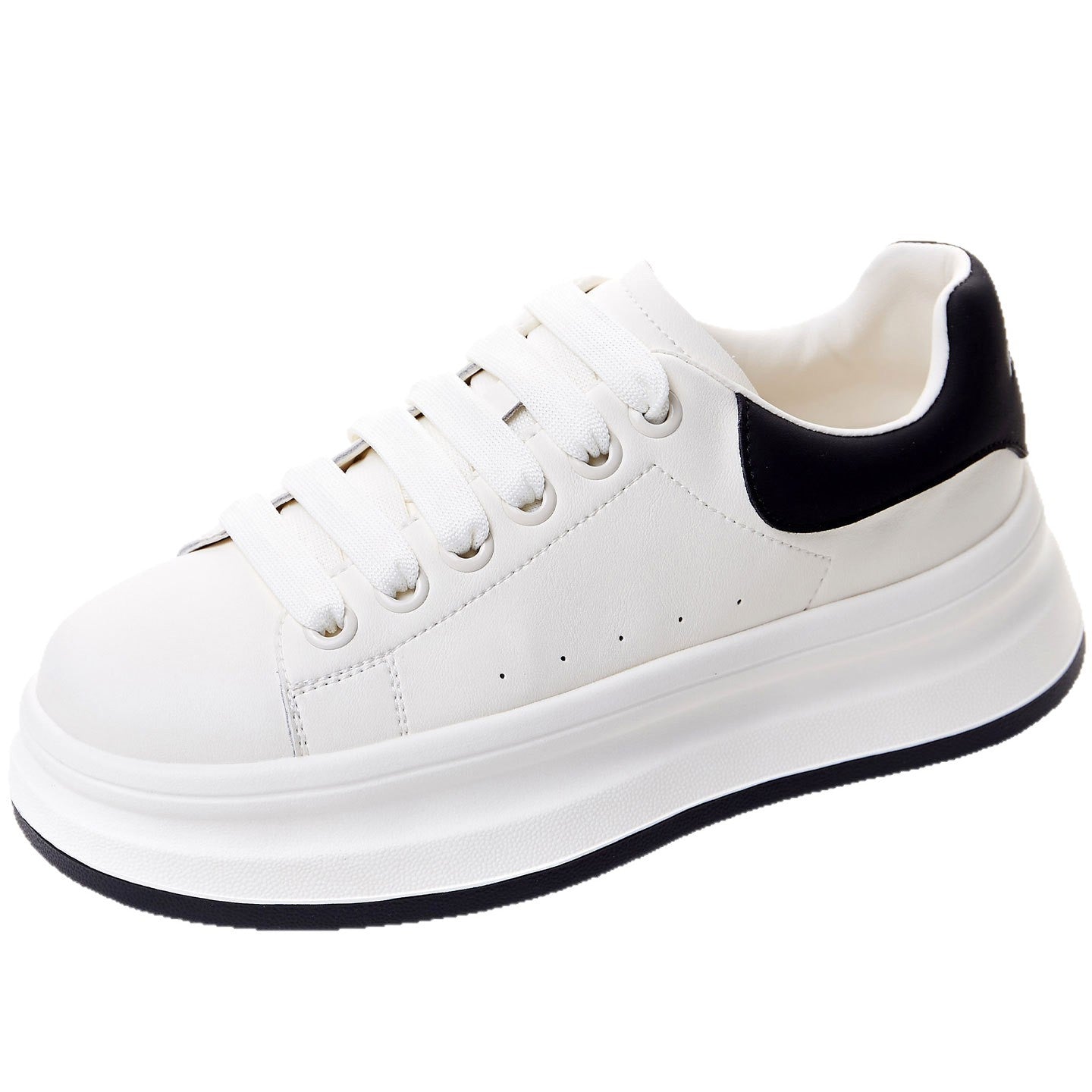 Women's White Autumn Cowhide Easy Wear Soft Back Thick Casual Shoes