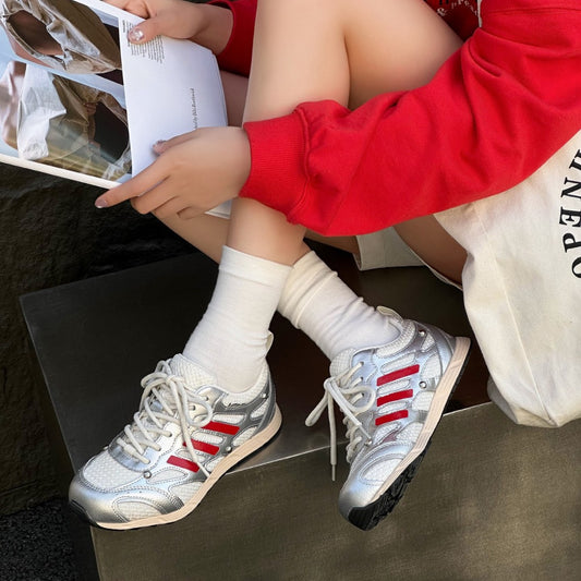 Women's Mesh Color Matching German Training Spring Round Toe Rivet Women's Sports Shoes