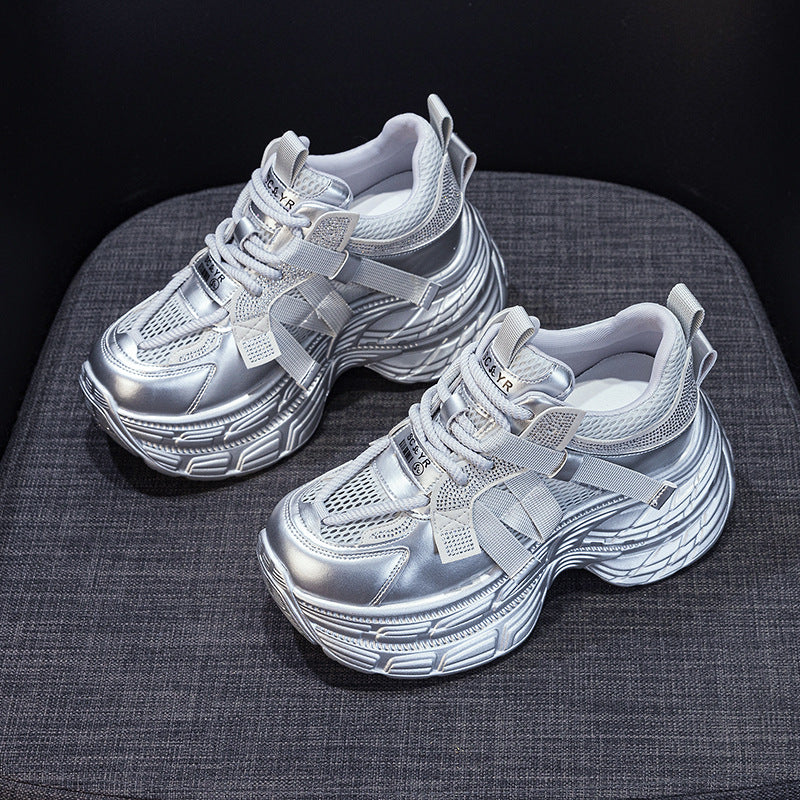 Women's & Men's Platform Height Increasing Insole Color Matching Rhinestone Men's Shoes