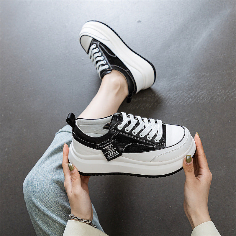 Women's Mesh Sports White Thick Bottom Breathable Casual Shoes