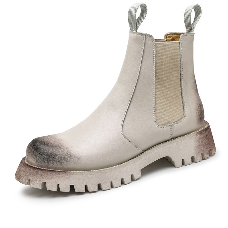 Men's Smoke Pipe Short Thick Bottom Increased Leather Shoes