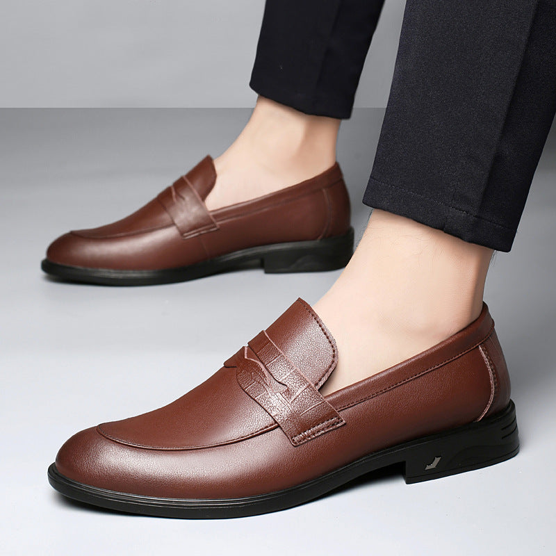 Men's Autumn Slip On Comfortable Cowhide Surface Groom Men's Casual Leather Shoes