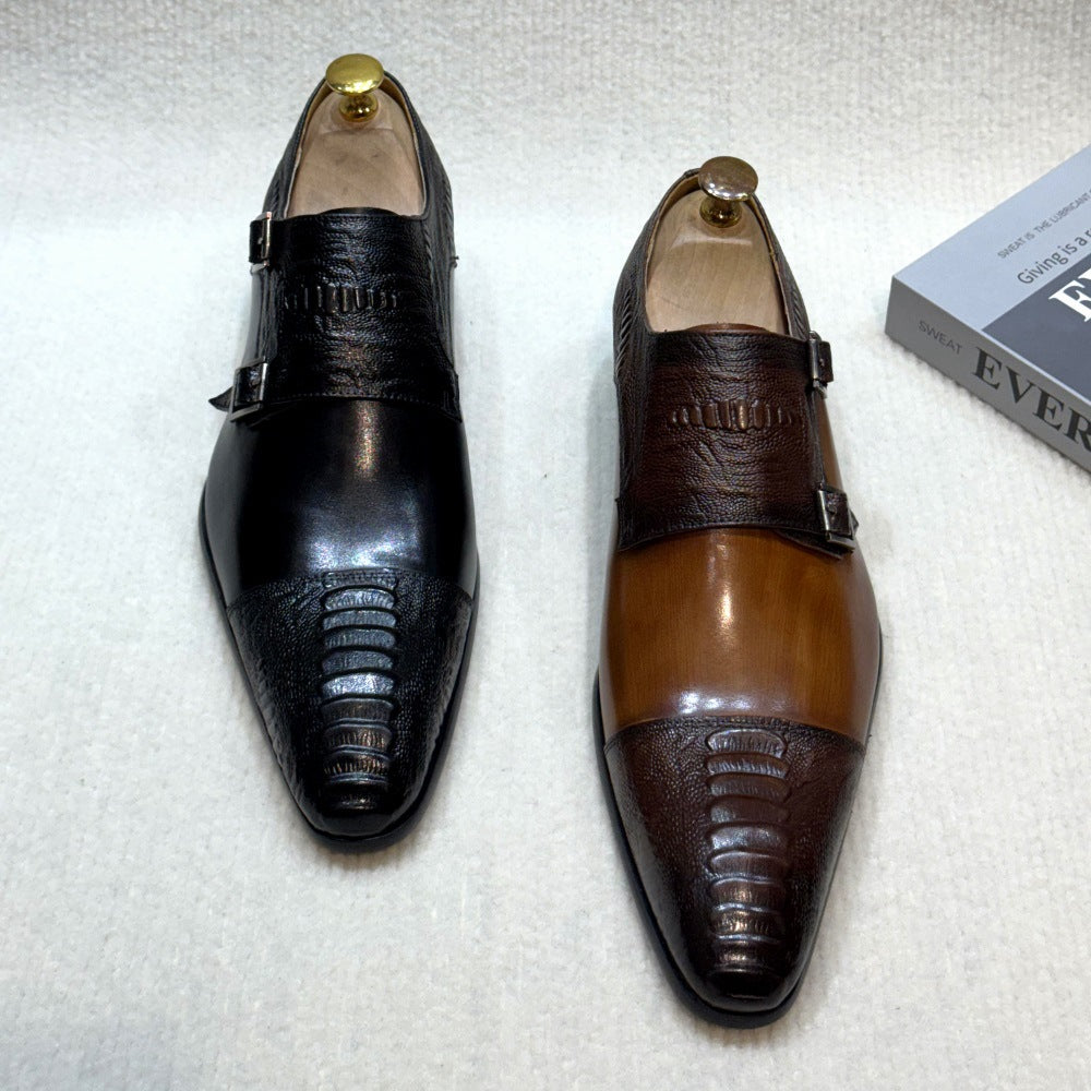 Men's Trendy Low One Pedal Monk Men's Business Leather Shoes
