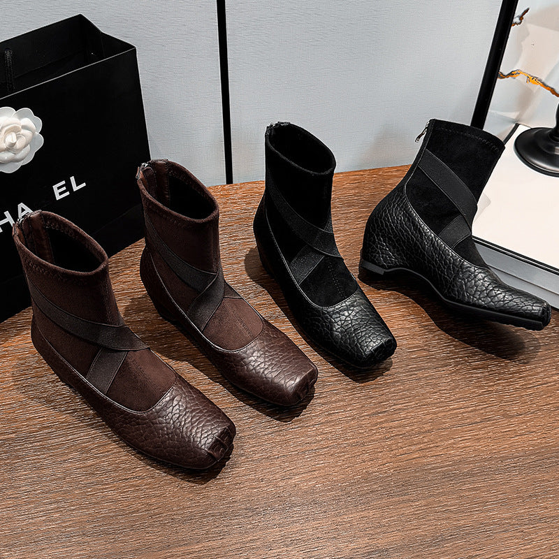 Women's Insole Elegance Retro Below The Knee Women's Leather Boots
