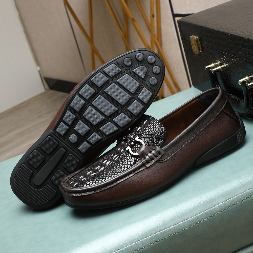 Men's Genuine Epoxy Cowhide Flat Comfortable Breathable Leather Shoes