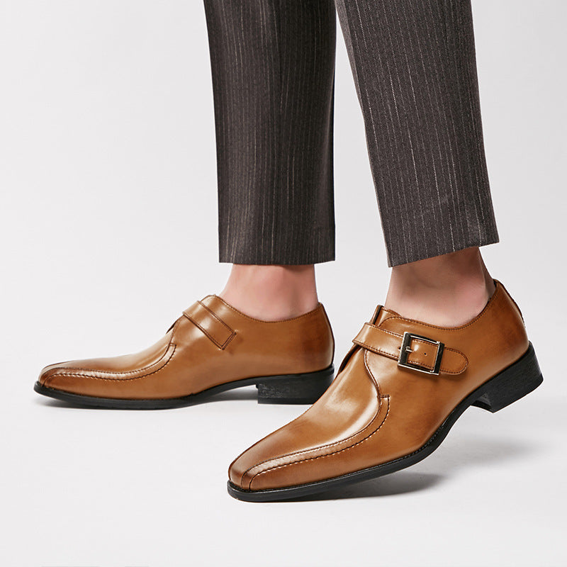 Men's Authentic Formal Wear Buckle Office Wedding Gentleman Men's Business Leather Shoes