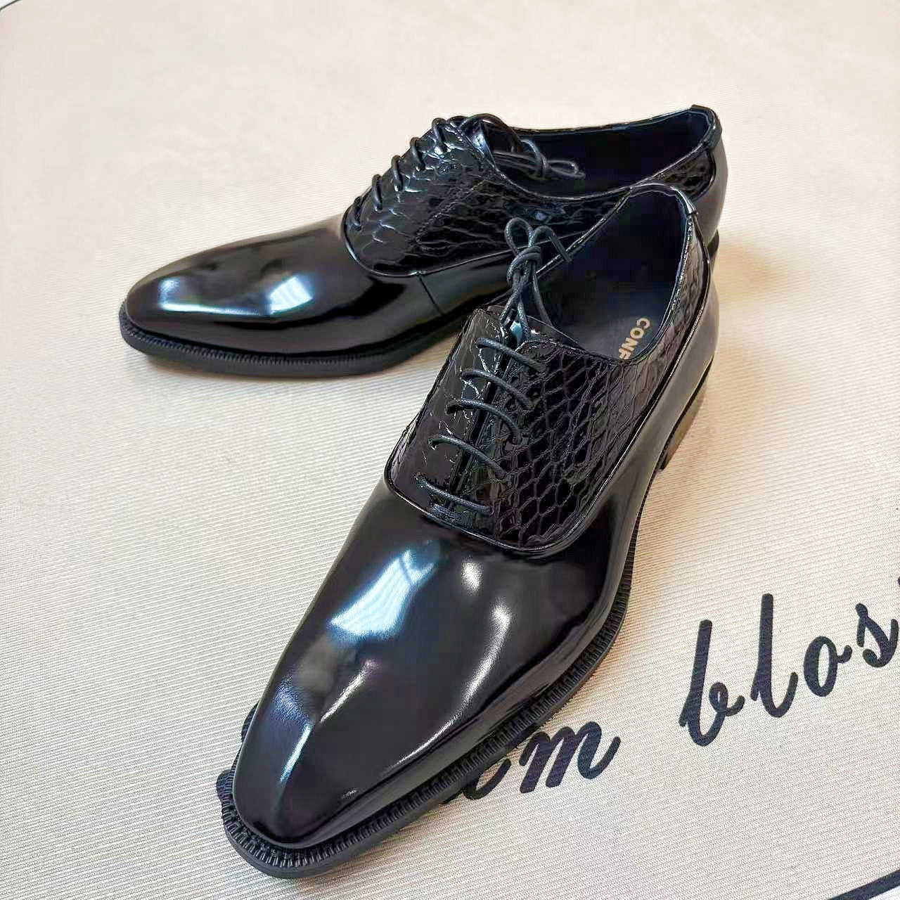 Men's Formal Wear Genuine Slit Beads Snake Men's Business Leather Shoes