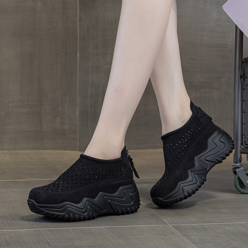 Women's Hole Breathable Platform Elevator Wild Women's Casual Shoes
