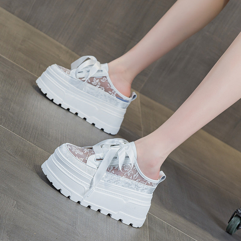 Platform Mesh Surface White Summer Heighten Casual Shoes