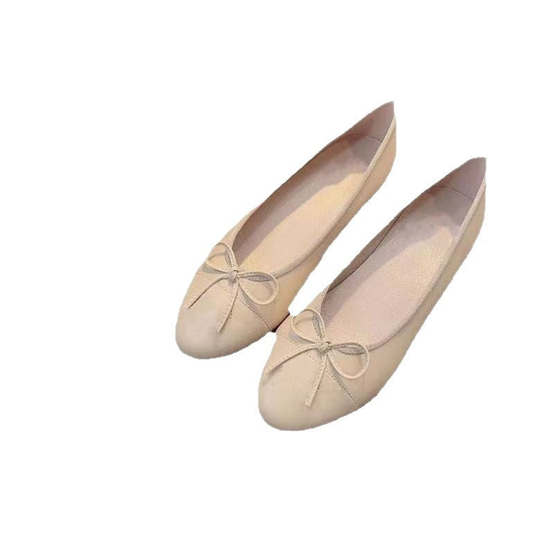 Women's Classic Style Flat Pumps Bow Ballet Color Matching Slippers