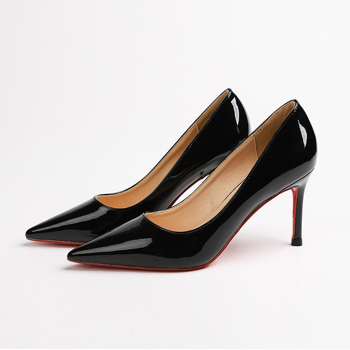 Women's Low-cut Stilettos Red High Professional Commute Patent Women's Fashion Shoes