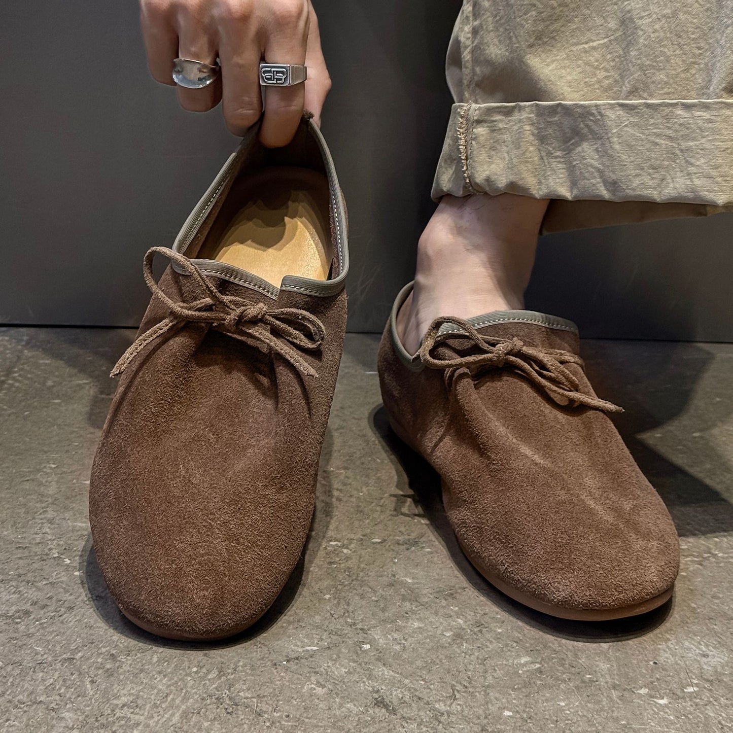 Summer Soft Bottom Simple Mesh Round Head Commuter Men's Casual Leather Shoes