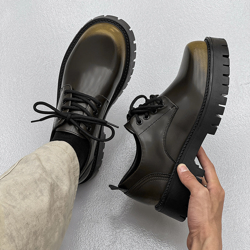 Men's Small Large Size British Style College Vintage Black Series Men's Business Leather Shoes
