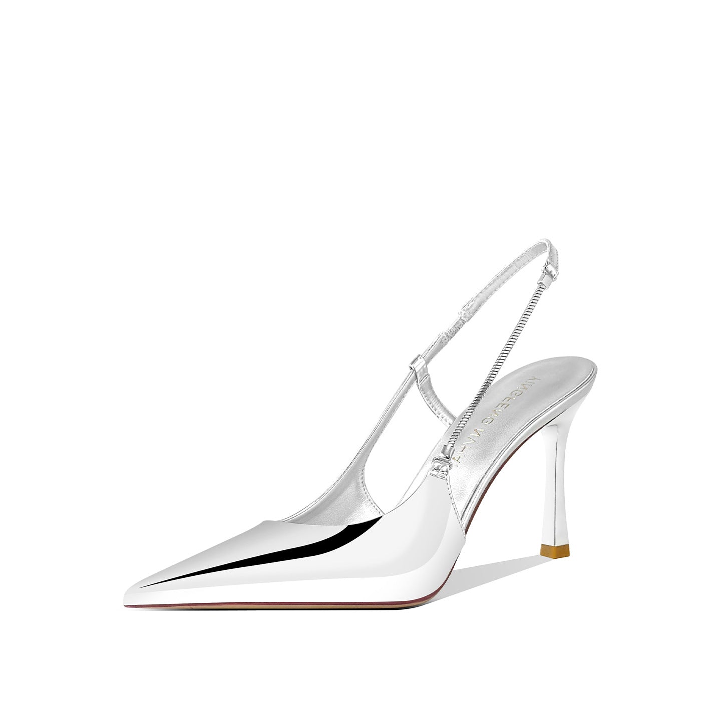 Women's Toe Box Back Empty Metal Chain Patent Fashion High Heeled Sandals