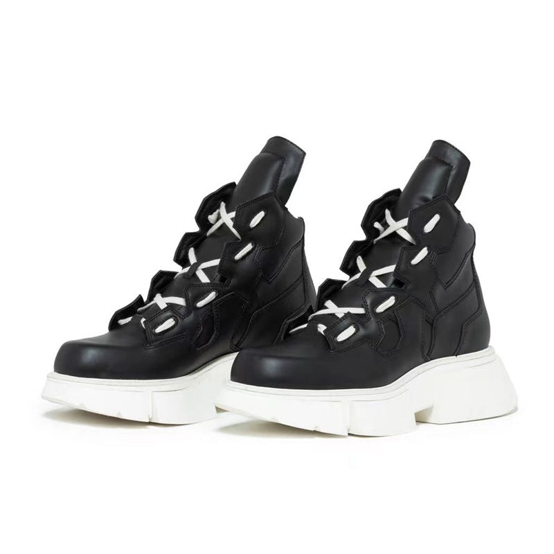 Men's Genuine Platform Elevator Ankle Live Broadcast Boots