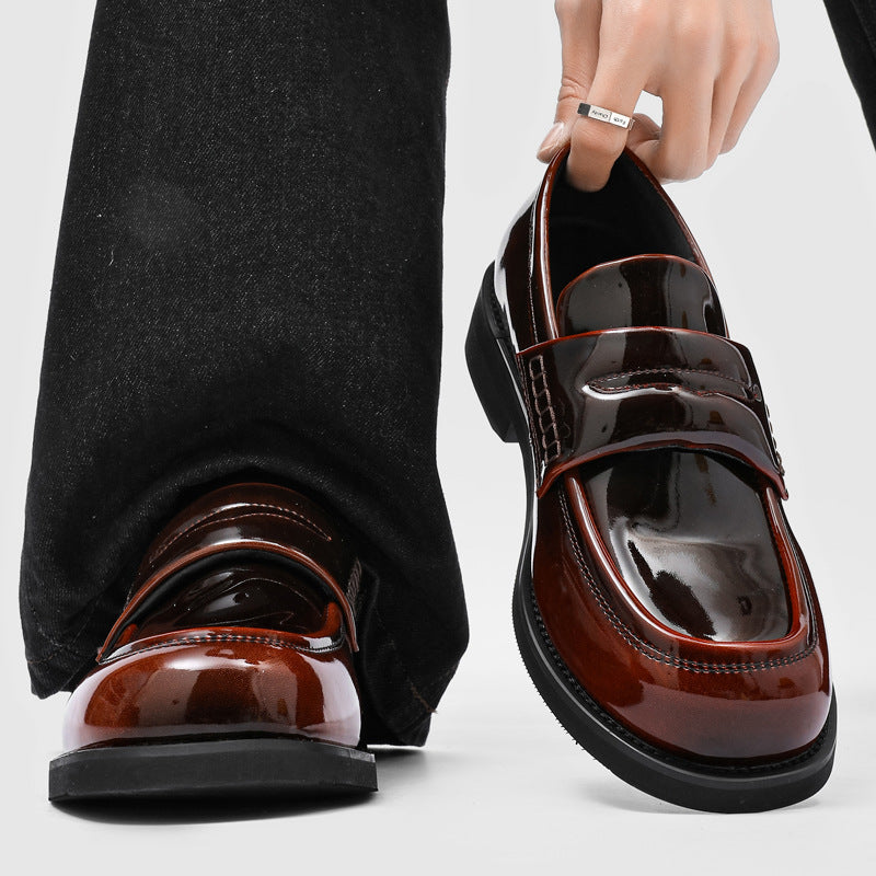 Men's Toe Green One Pedal Business Formal Wear Patent Loafers