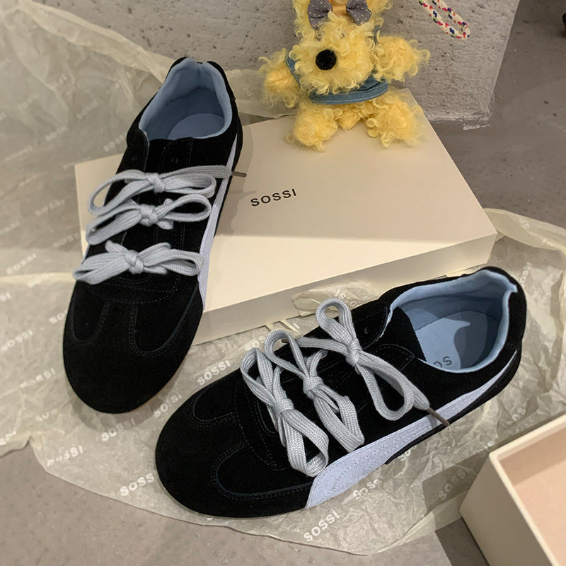 Women's Cowhide Version Thick-soled Bow German Training Super Soft Women's Casual Shoes