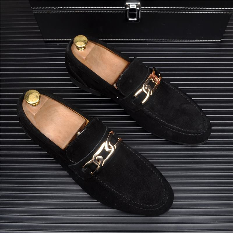 Men's Matte Slip-on Fashionable Lazy Breathable Cowhide Leather Shoes
