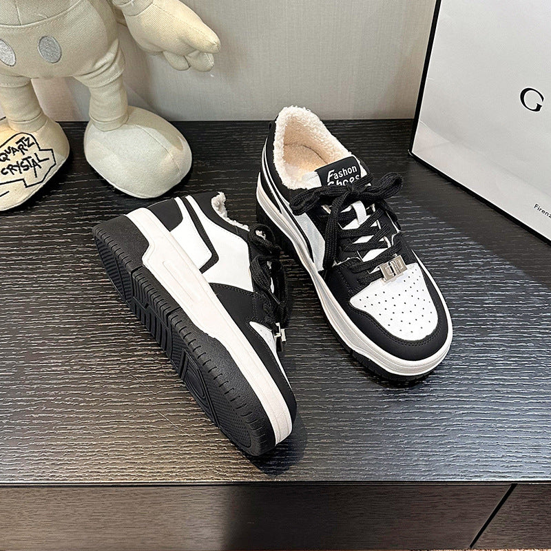 Women's Small Size Height Increasing Insole Platform White Sneakers
