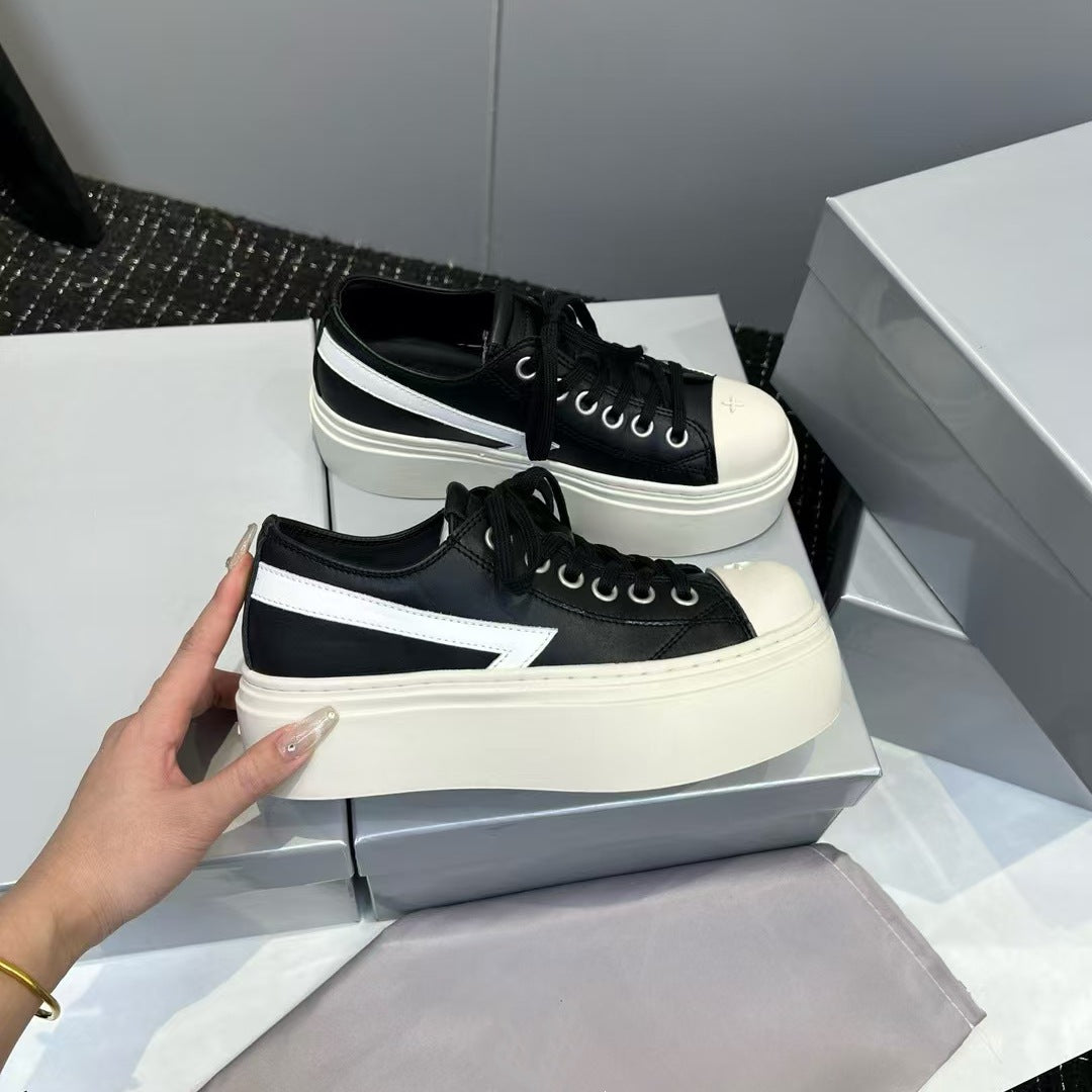 High Cross Badge Big Head Thick Bottom Derby Female Real Women's Board Shoes