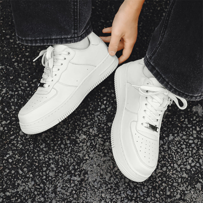 Men's Air Force White Lightweight Soft Sole Spring Men's Casual Leather Shoes