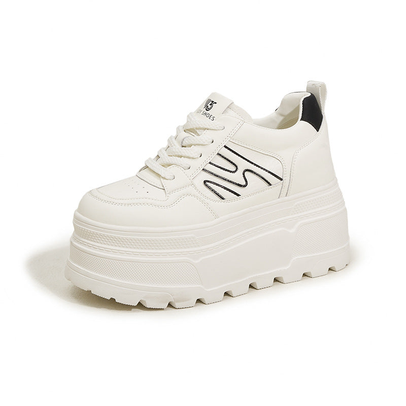 Women's Platform White Spring Hidden Muffin Soft Bottom Not Tired Men's Shoes