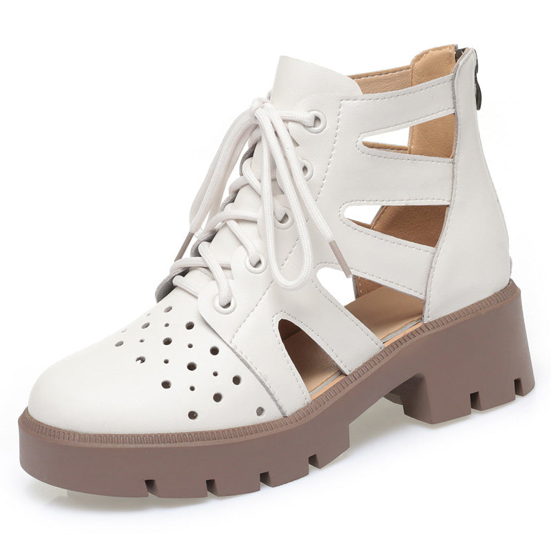 Women's Hollow Out Martin Thin Breathable Hole Thick Bottom Boots