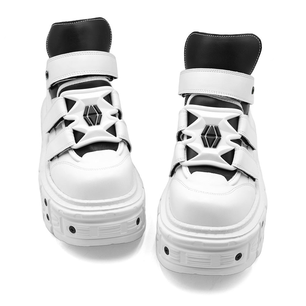 Women's & Men's Platform Punk Dad Height Increasing Muffin Women's Leather Boots