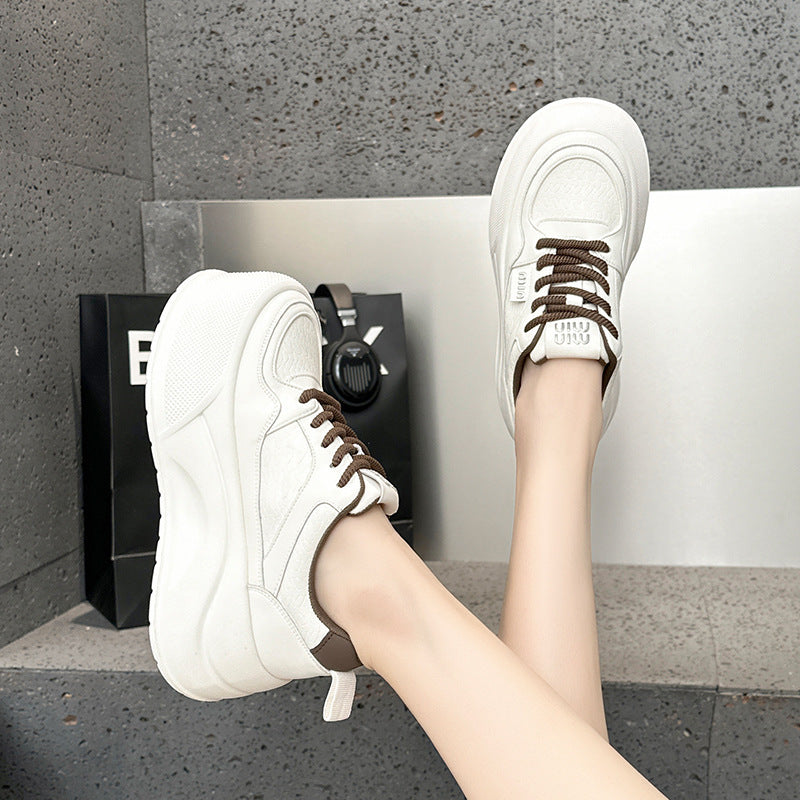 Women's Platform White Portable Small Fleece-lined Women's Board Shoes