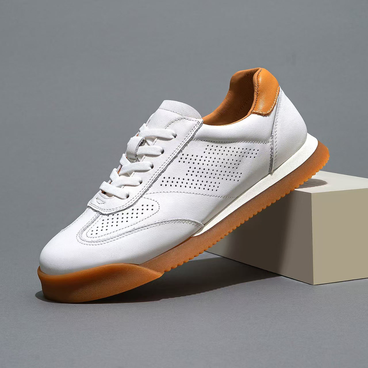 Men's First Layer Cowhide Solid Color Autumn Soft Bottom Men's Casual Shoes