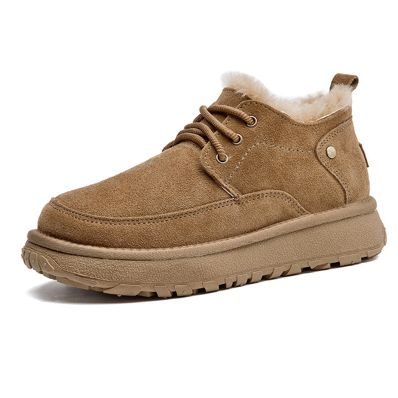 Men's Winter Sheep Fur Integrated Fleece Lined Padded Warm Keeping Snow Boots