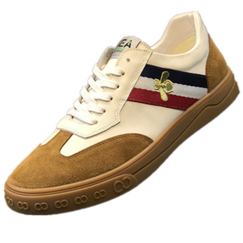 Men's Bee White British Trendy Board Sneakers