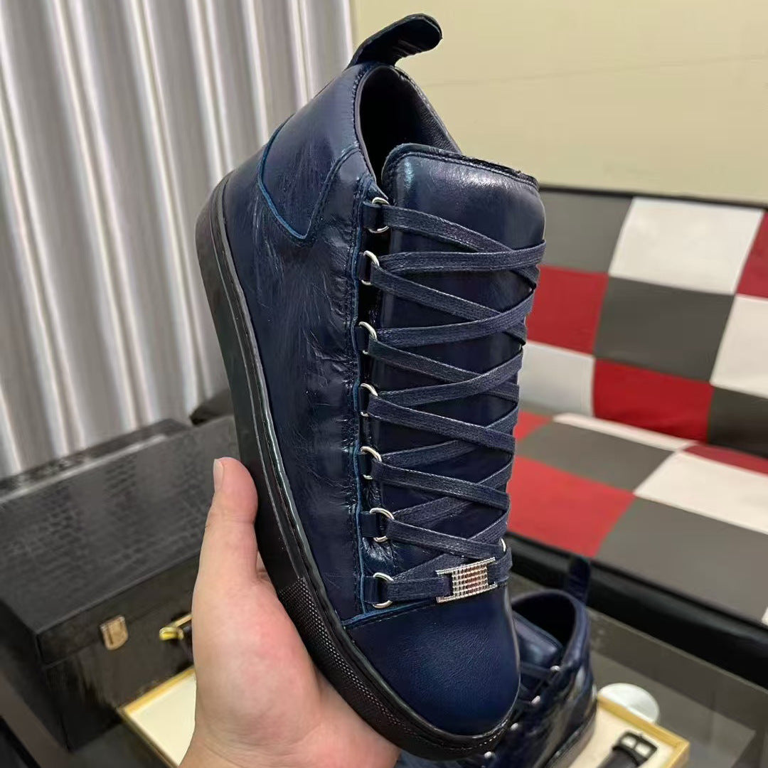 Men's Classic Paris Black Pleated Oil Wax Men's Shoes