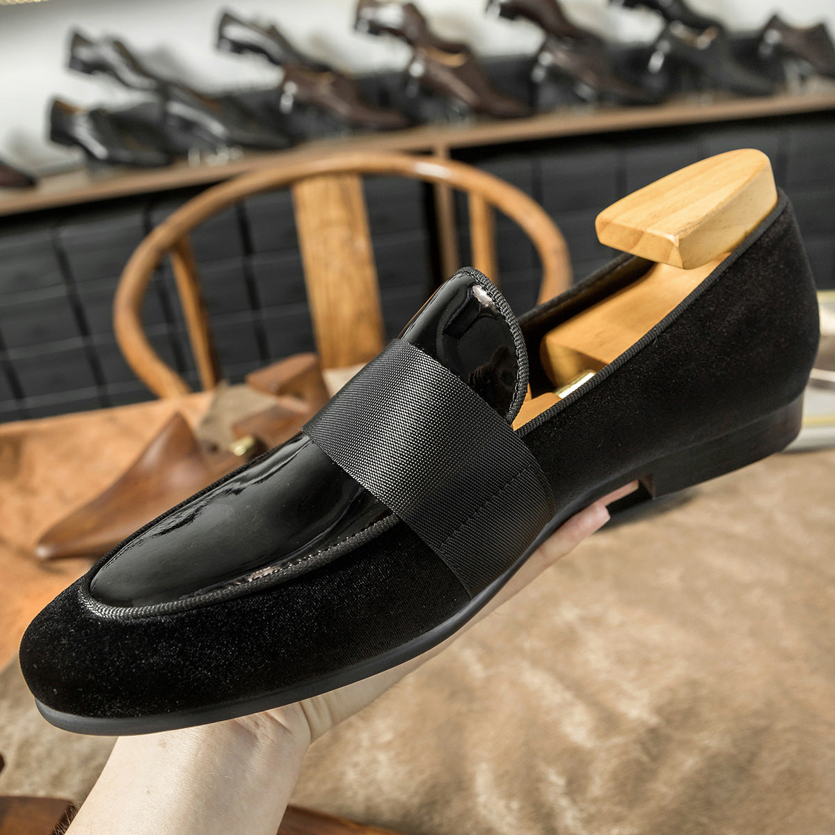 Men's Veet Patent Korean Business Round Loafers/doug Shoes