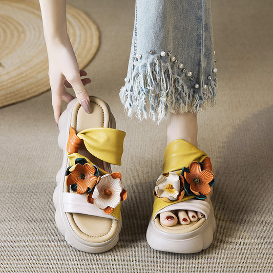 Women's Outdoor Wear Summer Retro Artistic Ethnic Style Genuine Assorted Slippers