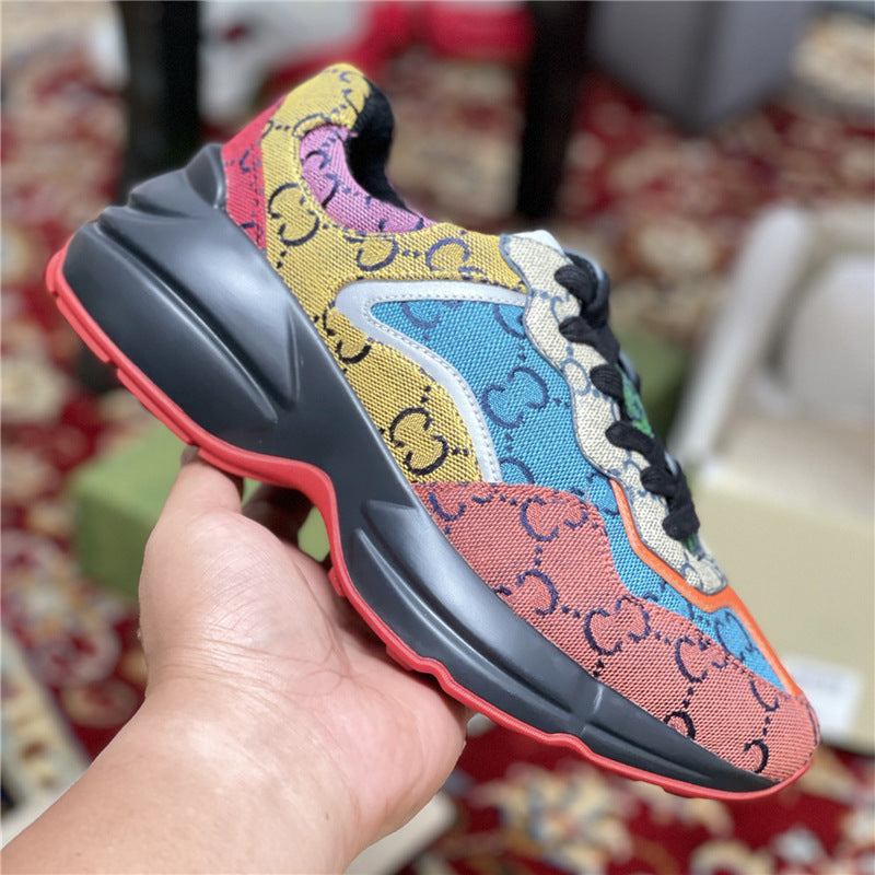 Women's & Men's Home Dad Color Matching Presbyopic Colorful Platform Height Sneakers