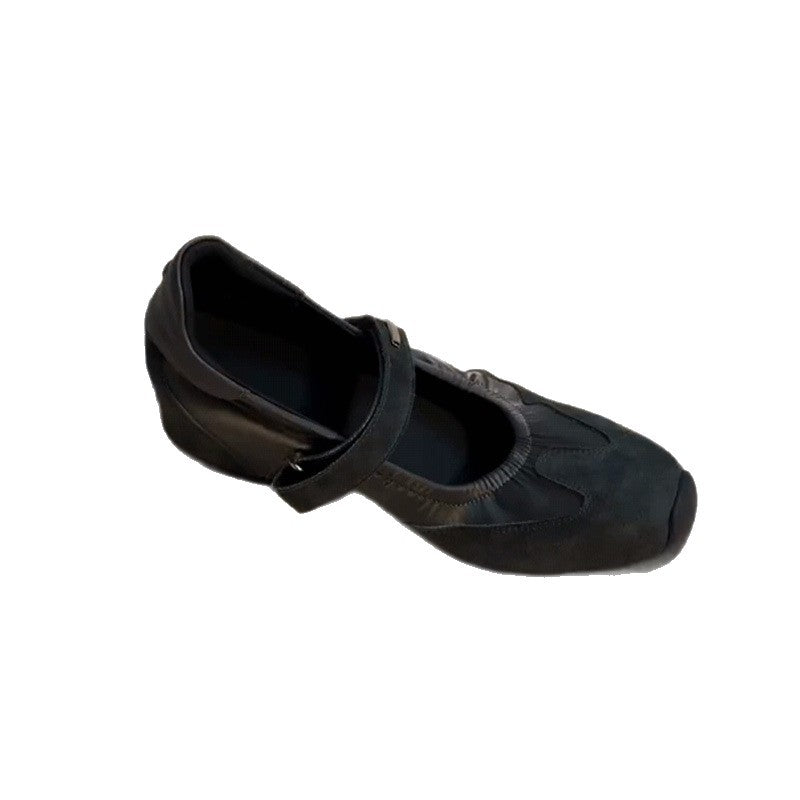 Women's Elevator Mary Jane Stitching Velcro Ballet Style Platform Sandals