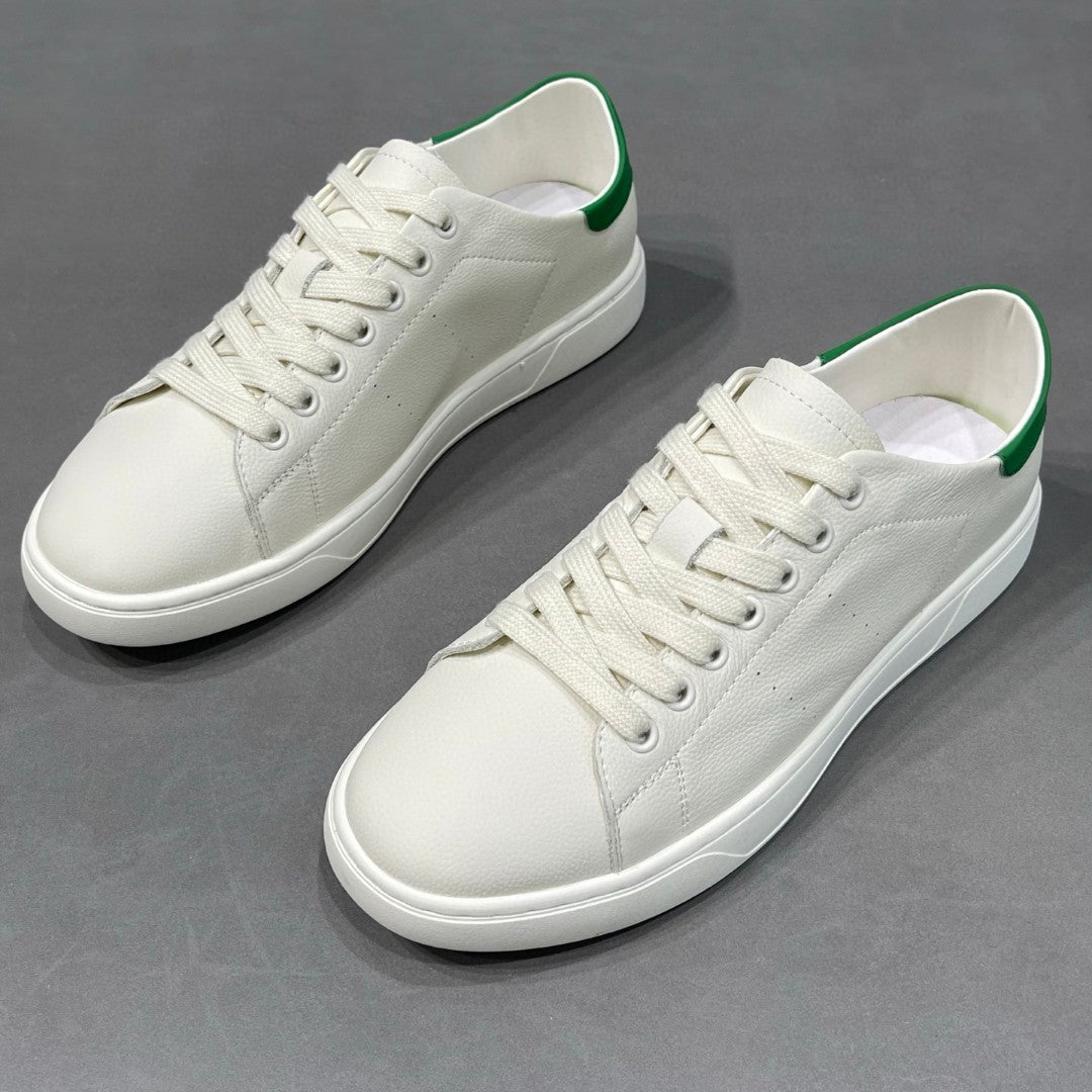 Men's Genuine White Solid Color Flat Breathable Men's Board Shoes