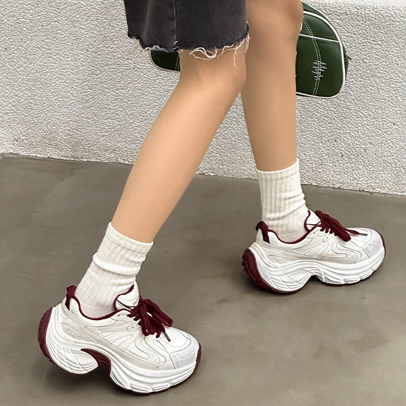 Women's Retro Distressed Spring Authentic Comfortable Breathable Thick Bottom Small Sneakers